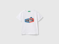 Benetton, T-shirt 100% Cotone Bio Con Stampa, Bianco, Bambini product