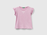 Benetton, T-shirt Con Rouches E Stampa, Lilla, Bambini product