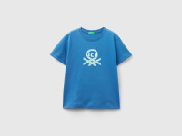 Benetton, T-shirt 100% Cotone Bio Con Stampa, Blu, Bambini product