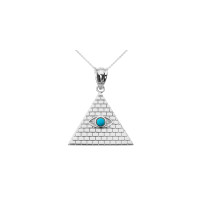 0.05ct Turquoise Egyptian Pyramid Evil Eye Necklace in Sterling Silver product