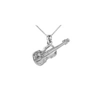 3D Violin Charm Necklace in Sterling Silver product