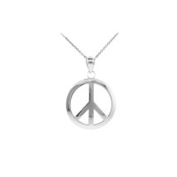 Large Peace Symbol Charm Necklace in Sterling Silver product
