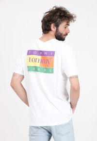T-shirt da uomo bianca con maxi stampa logo a colori sul retro product