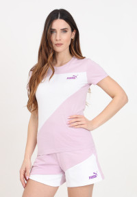 T-shirt da donna bianca e lilla puma power product