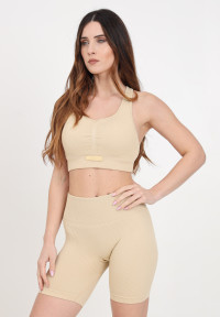 Shorts da donna color sabbia patch logo product