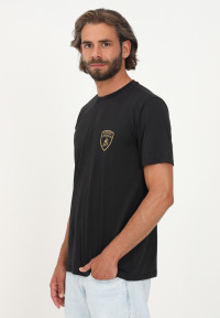 T-shirt Lamborghini nero uomo casual manica corta con logo scudo product