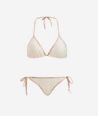 Luxury bikini triangolo con dettaglio traforato Bianco product