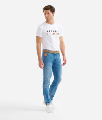 Jeans 5 tasche slim in denim stretch Bleached product