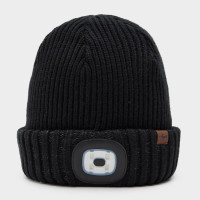 Waterproof Cold Weather Led Roll Cuff Beanie Hat - Black product