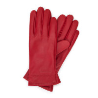 Damskie rękawiczki skórzane z wyszytym wzorem czerwone product