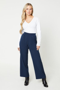 Womens Petite Pull On Wide Leg Trouser product
