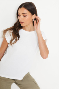 Womens Petite Cotton Roll Sleeve T-shirt product