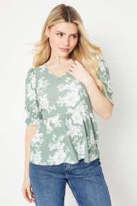 Womens V Neck Shirred Cuff Top product