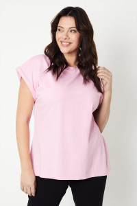 Womens Curve Cotton Roll Sleeve T-shirt product
