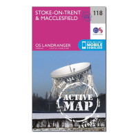 Landranger Active 118 Stoke-On-Trent & Macclesfield Map With Digital Version - Pink, Pink product