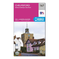 Landranger 167 Chelmsford, Harlow & Bishop's Stortford Map With Digital Version - Pink, Pink product
