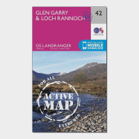 Landranger Active 42 Glen Garry & Loch Rannoch Map With Digital Version - Pink, Pink product