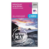 Landranger Active 200 Newquay, Bodmin, Camelford & St Austell Map With Digital Version - Pink, Pink product