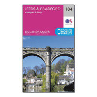 Landranger 104 Leeds & Bradford, Harrogate & Ilkley Map With Digital Version - Pink, Pink product