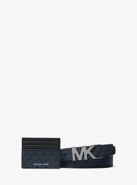 MK Signature Logo Card Case and Belt Gift Set - Blue - Michael Kors product
