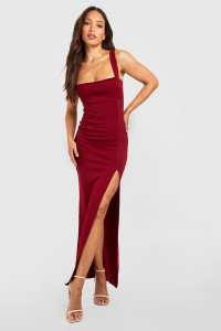 Tall Square Neck Side Split Maxi Dress - Red - 14 product
