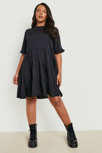 Plus Woven Smock Dress - Black - 20 product