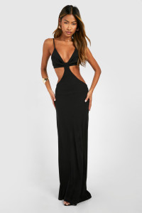 Cut Out Rib Strappy Maxi Dress - Black - 8 product