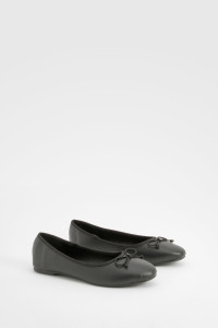 Wide Fit Bow Detail Ballets - Black - 8 product