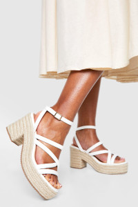 Padded Multi Strap Split Sole Wedges - White - 4 product