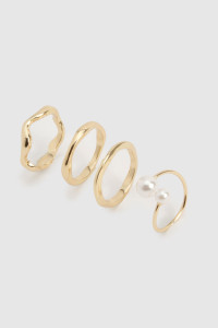 Pearl Detail Ring Multipck - Gold - S/M product