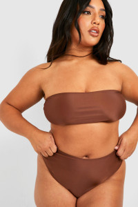 Plus Hig Waisted Bikini Bottom - Brown - 16 product