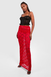 Lace Maxi Skirt - Red - 8 product