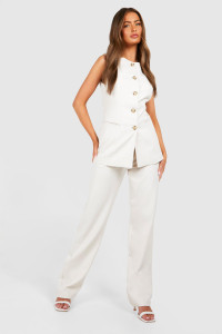 Straight Leg Tailored Trousers - Cream - 12 product