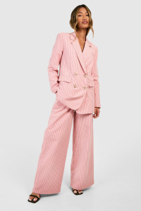 Pastel Pinstripe Wide Leg Trousers - Pink - 16 product