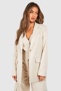 Textured Relaxed Fit Blazer - Beige - 14 product