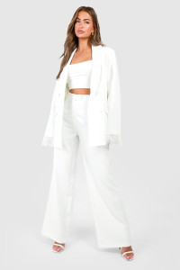Wide Leg Tailored Trousers - White - 16 product