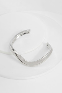 Silver Chunky Wave Bangle - Grey - ONE SIZE product