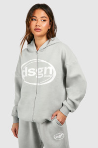 Dsgn Studio Double Zip Oversized Hoodie - Ice Grey - XL product