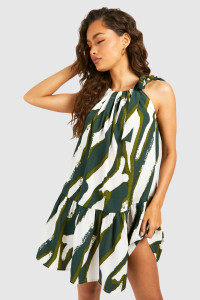 Printed Strappy Mini Dress - Green - 18 product