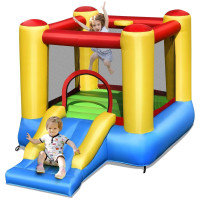 Kids Bouncy House Inflatable Jumping Castle Playhouse w/ Slide & Basketball Hoop product