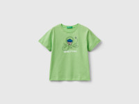 Benetton, T-shirt 100% Cotone Bio Con Stampa, Verde Chiaro, Bambini product