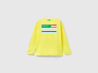 Benetton, T-shirt Manica Lunga In Cotone Bio, Giallo, Bambini product