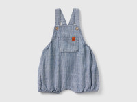 Benetton, Salopette A Righe In Chambray, Blu, Bambini product