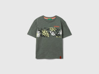 Benetton, T-shirt Con Stampa Esotica, Verde Militare, Bambini product