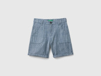 Benetton, Shorts A Righe In Chambray, Blu, Bambini product