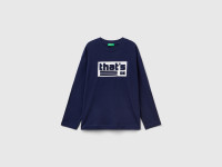 Benetton, T-shirt Con Stampa In Caldo Cotone, Blu Scuro, Bambini product
