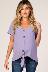 Lavender Button Tie Front Maternity Top product