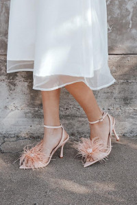 Harlee Pink Patent Feather High Heel Sandals product