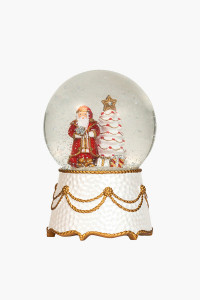 Berry and Thread Gold &amp; Silver Santa Musical Snow Globe product