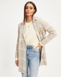 Coming To Town Plaid Pocketed Coat - Beige product
